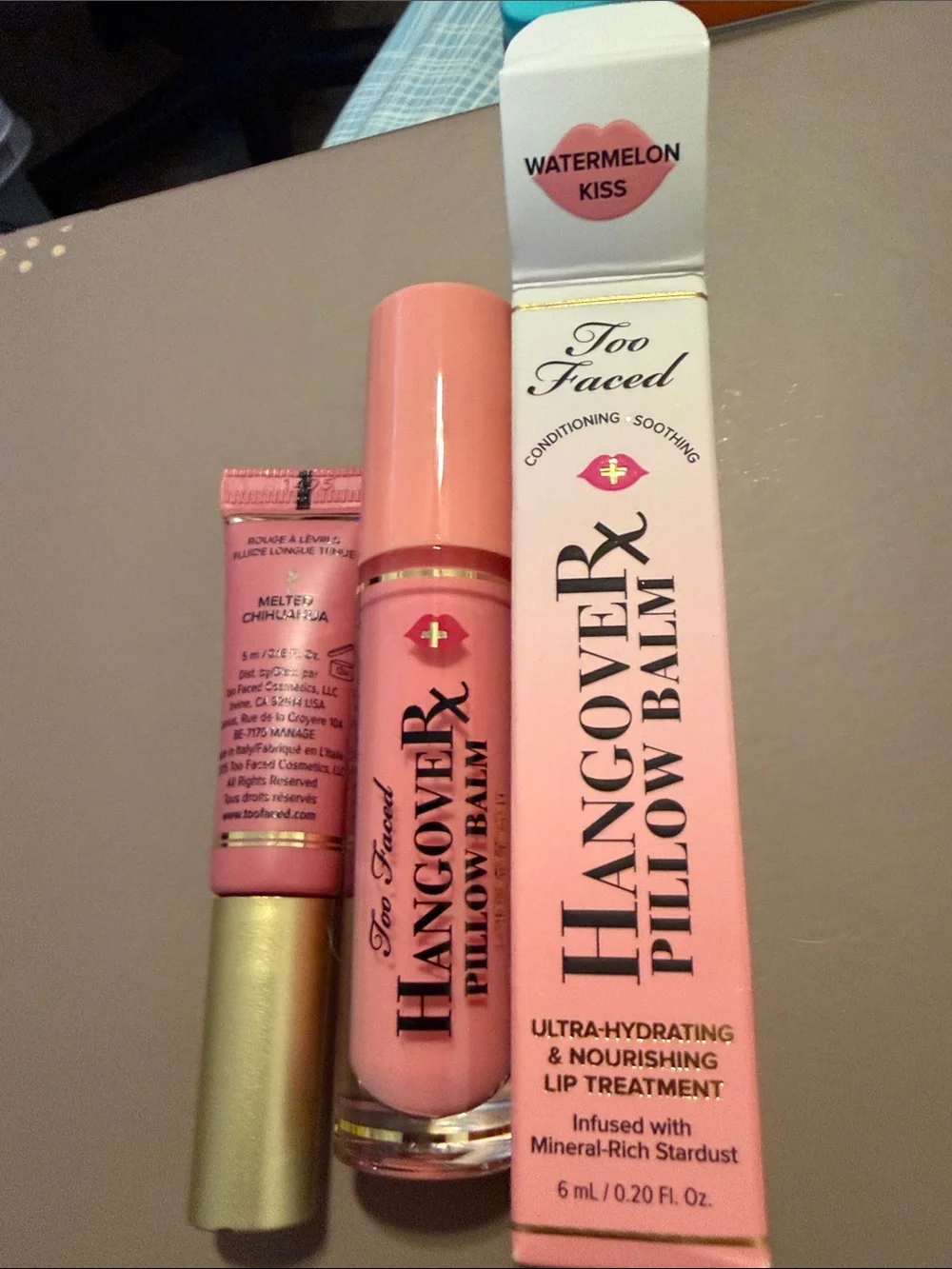Too Faced Hangover Rx Pillow Balm Lip Treatment — Watermelon Kiss Pink